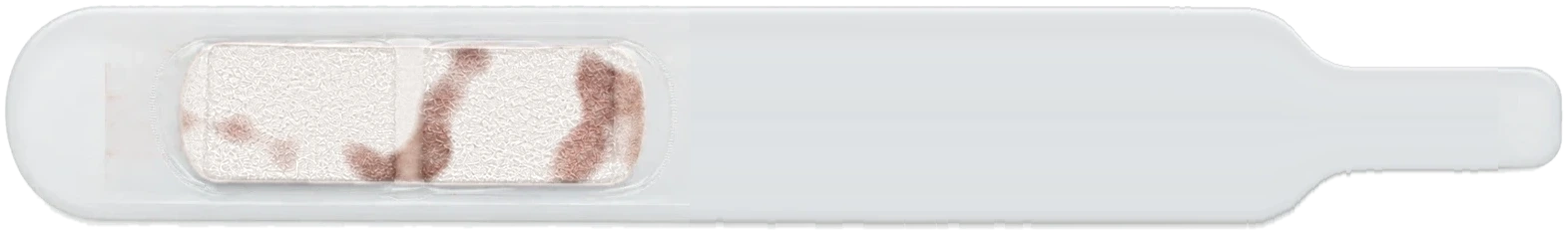 A Q-Strip with only sparse patches of sample on its collection pads